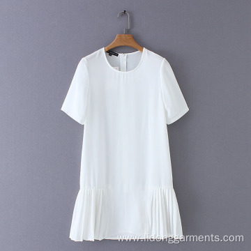 Women Pure White -Neck Lace A-line Dress